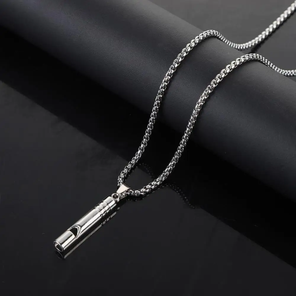 1/2/4PCS Whistle Necklace Pendant Emergency Survival Whistle Outdoor Hiking Camping Necklaces  Stainless Steel Punk Whistle