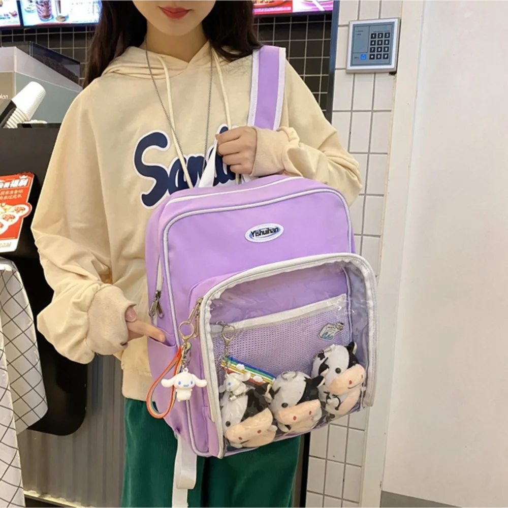 2024 حقيبة كتف عصرية سعة كبيرة شفافة حقيبة التنقل لتقوم بها بنفسك دمية عرض مقاوم للماء حقيبة مدرسية الطرف