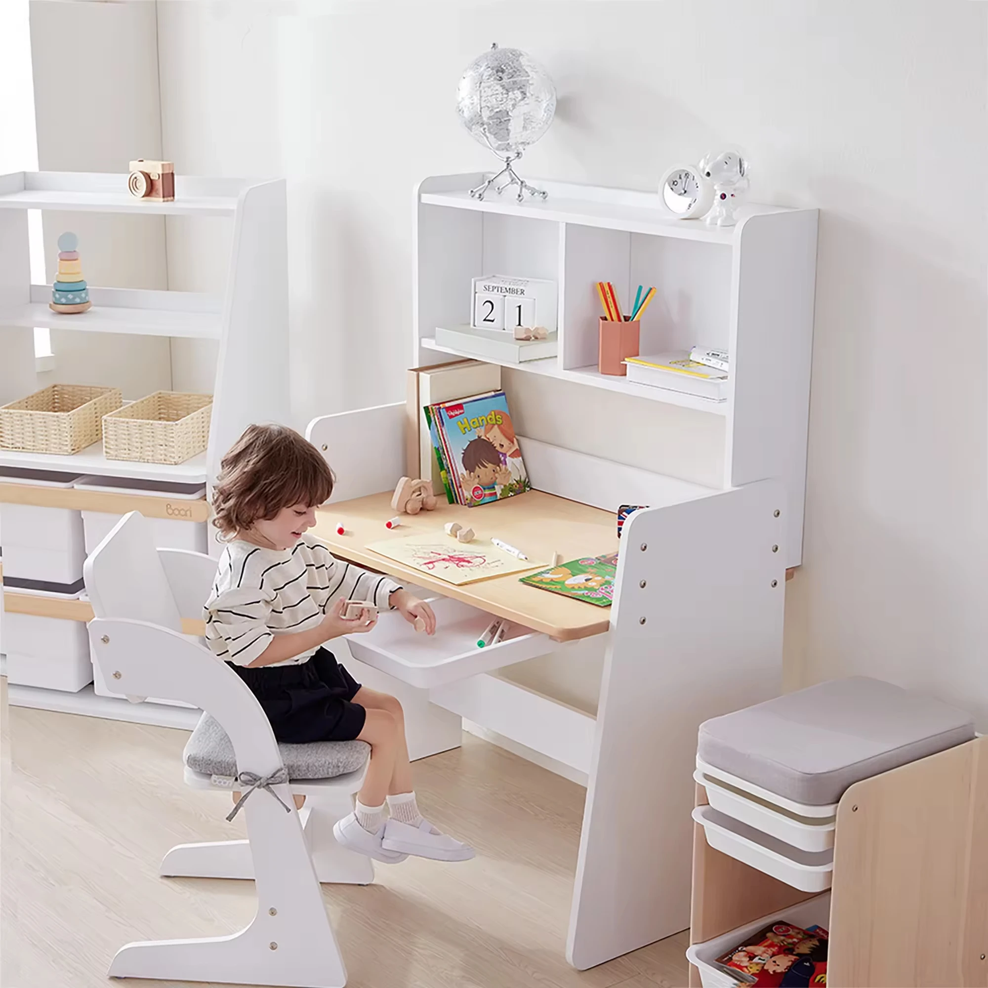 Simple Kids Study Table for Child Anti-hunchback Multifunctional Smart Study Children Learning Desk Home Furniture