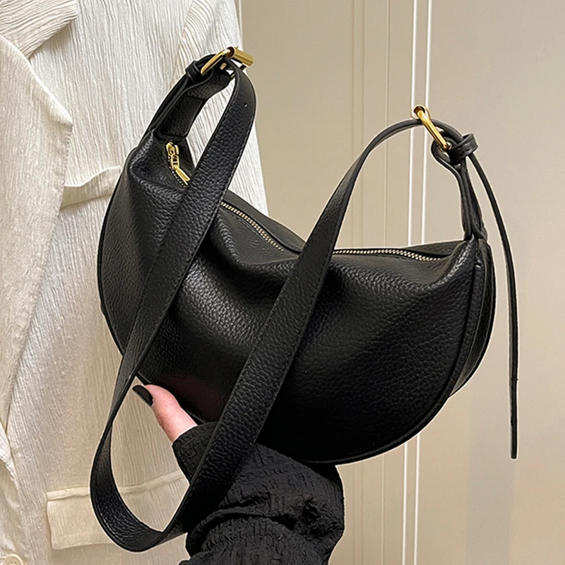 2026 Fashionable Dumpling Shape Crossbody Bag for Women Versatile Small Soft PU Leather Shoulder Commuter Bag Stylish Design