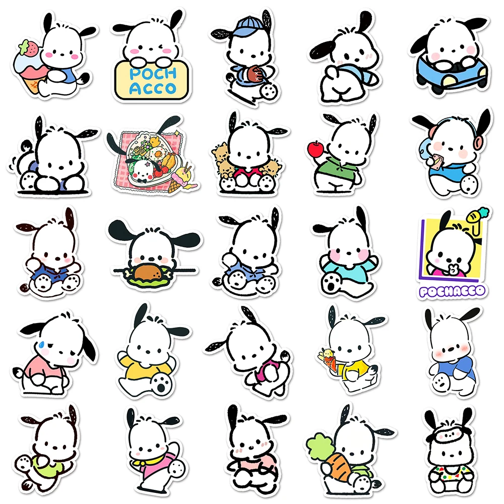 10/30/50pcs Cute Pochacco Anime Stickers Sanrio Graffiti Sticker DIY Phone Skateboard Notebook Kawaii Cartoon Decal for Kids Toy