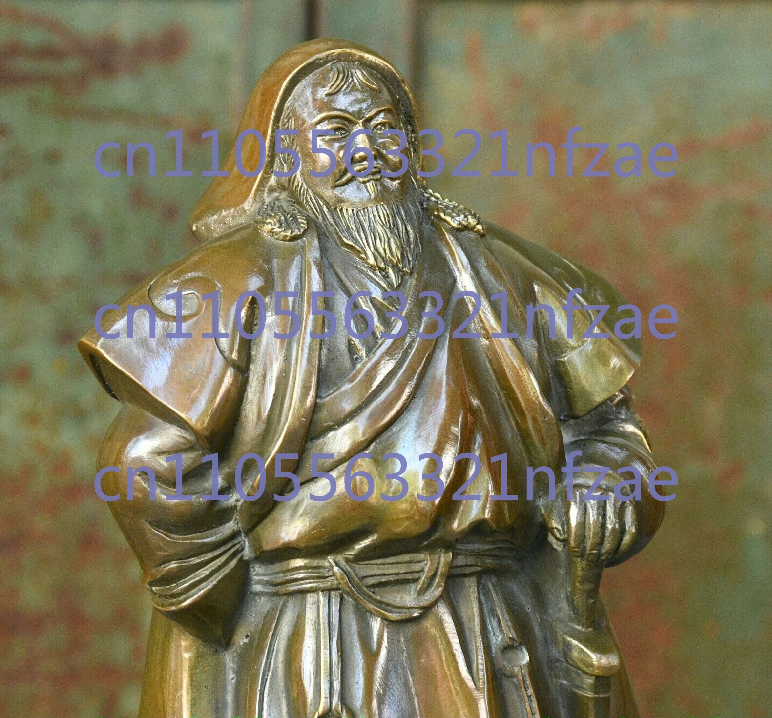 12 "الصين البرونزية النحاس جنكيز خان جينغهيز خان تيموجين قائد بطل تمثال