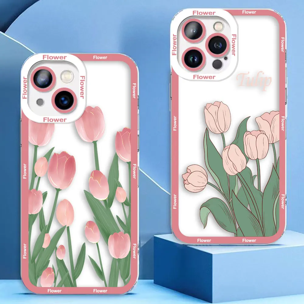 Cover Clear Phone Case For Samsung A03 A04 A05S S10 S20 S21 S22 S23 S24 S25 FE ULTRA Case Beautiful Pink Flowers Chrysanthemum