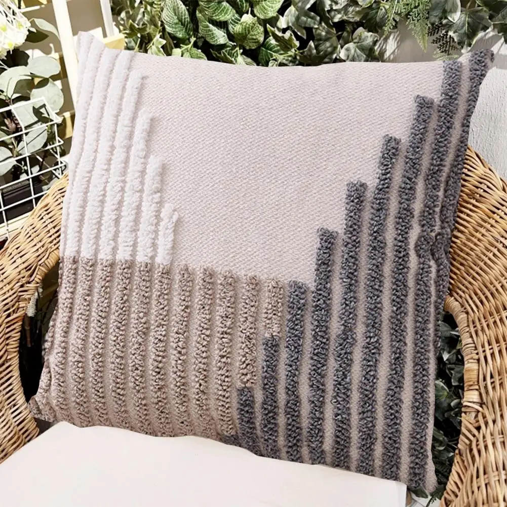 Boho Throw Pillow Boho Braided Rope Throw Pillowcase with Tassels Soft Cotton Linen Textured Cushion Cover Woven Tufted