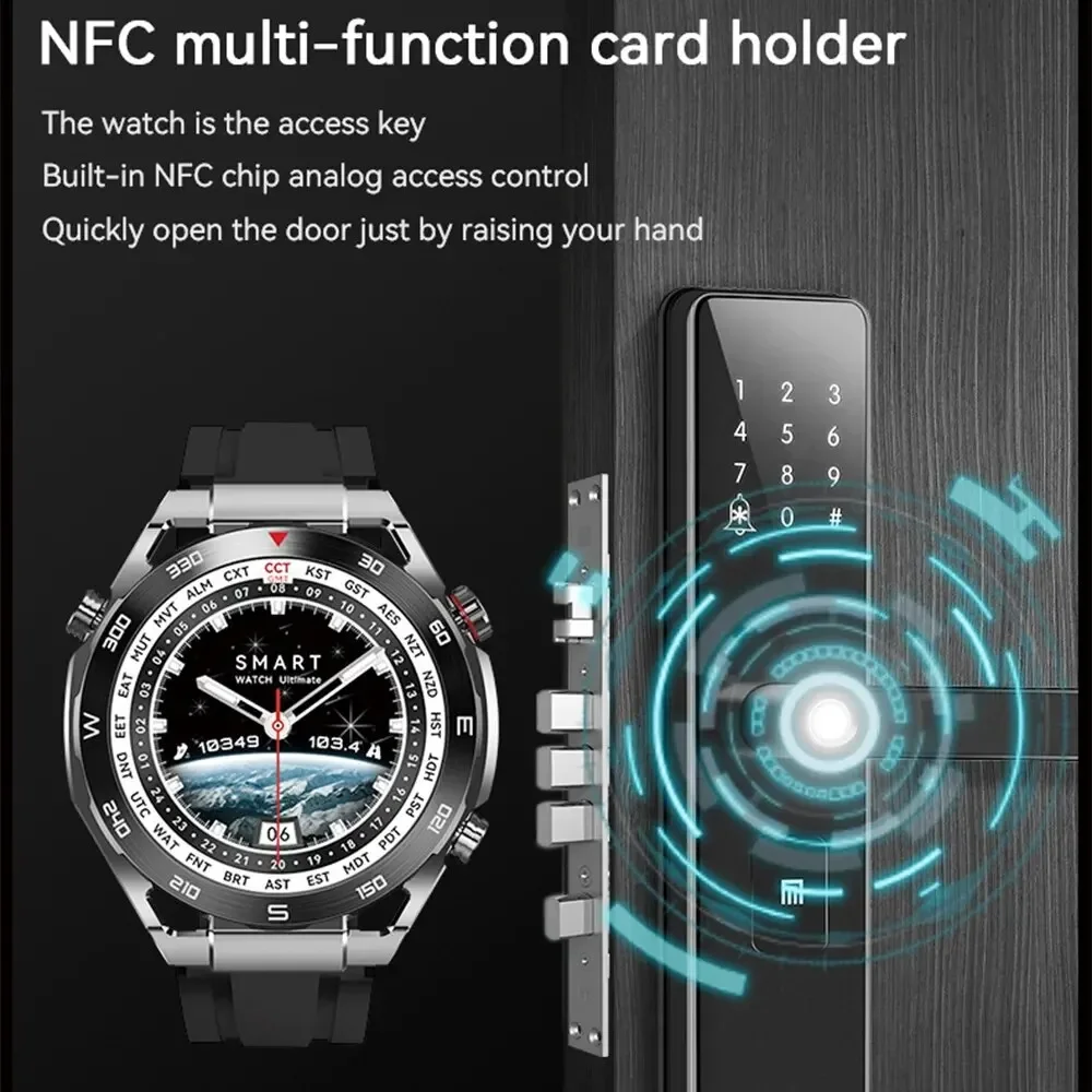 MAOYUAN New NFC Smart Watch Men BT Call Sport Voice Assistant Compass Watch 466*466 HD Full Touch Screen Heart Rate HUAWEI Watch