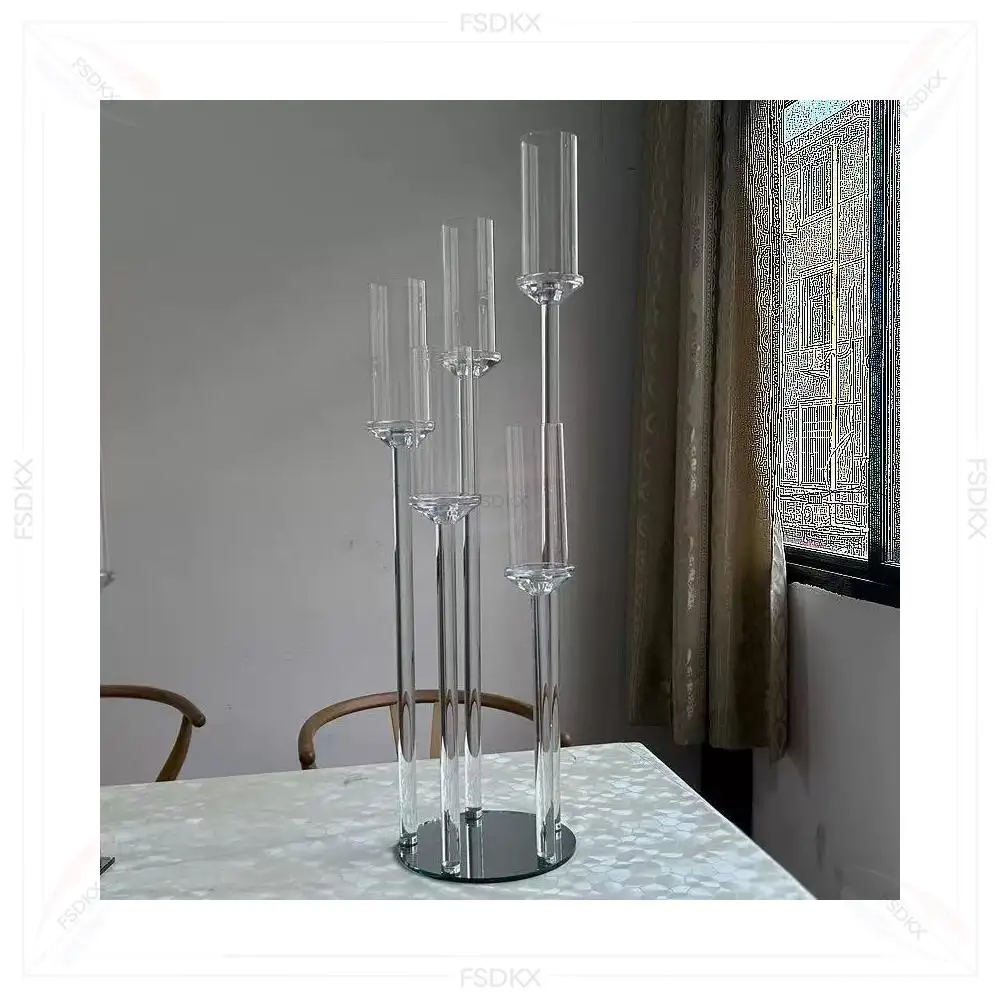 FSDKX Electroplated Iron Crystal Chandelier Wedding Centerpiece & Table Decoration Prop