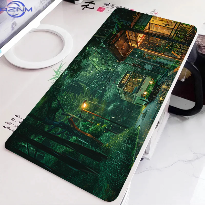 Green Desk Mat Natural Anime Scenery Laptop Mousepad PC Offices Accessories Large Mouse Pad Rubber Carpet Keyboard Extended Pads