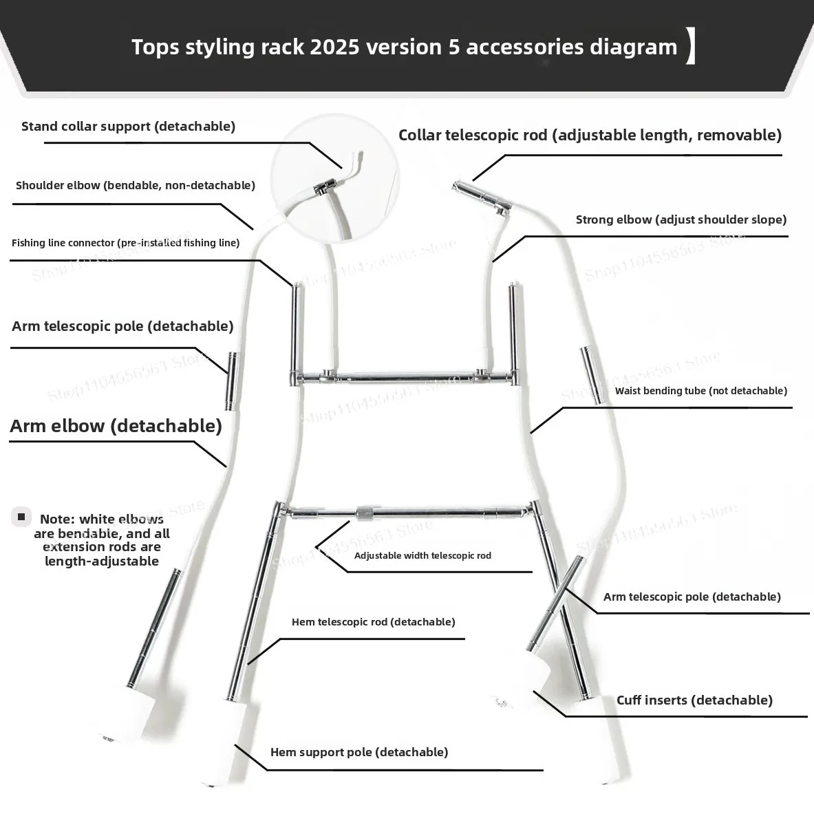 Invisible Adjustable Mannequin Hanger for Clothing Photography, Stretching Dummy Display Stand for E-commerce Photography