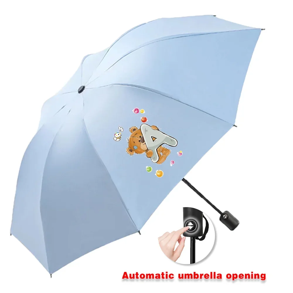 Sun Rain Umbrellas Collapsible Fully Automatic Protection Increased Thickness Windproof Compact bear Travel Essentials