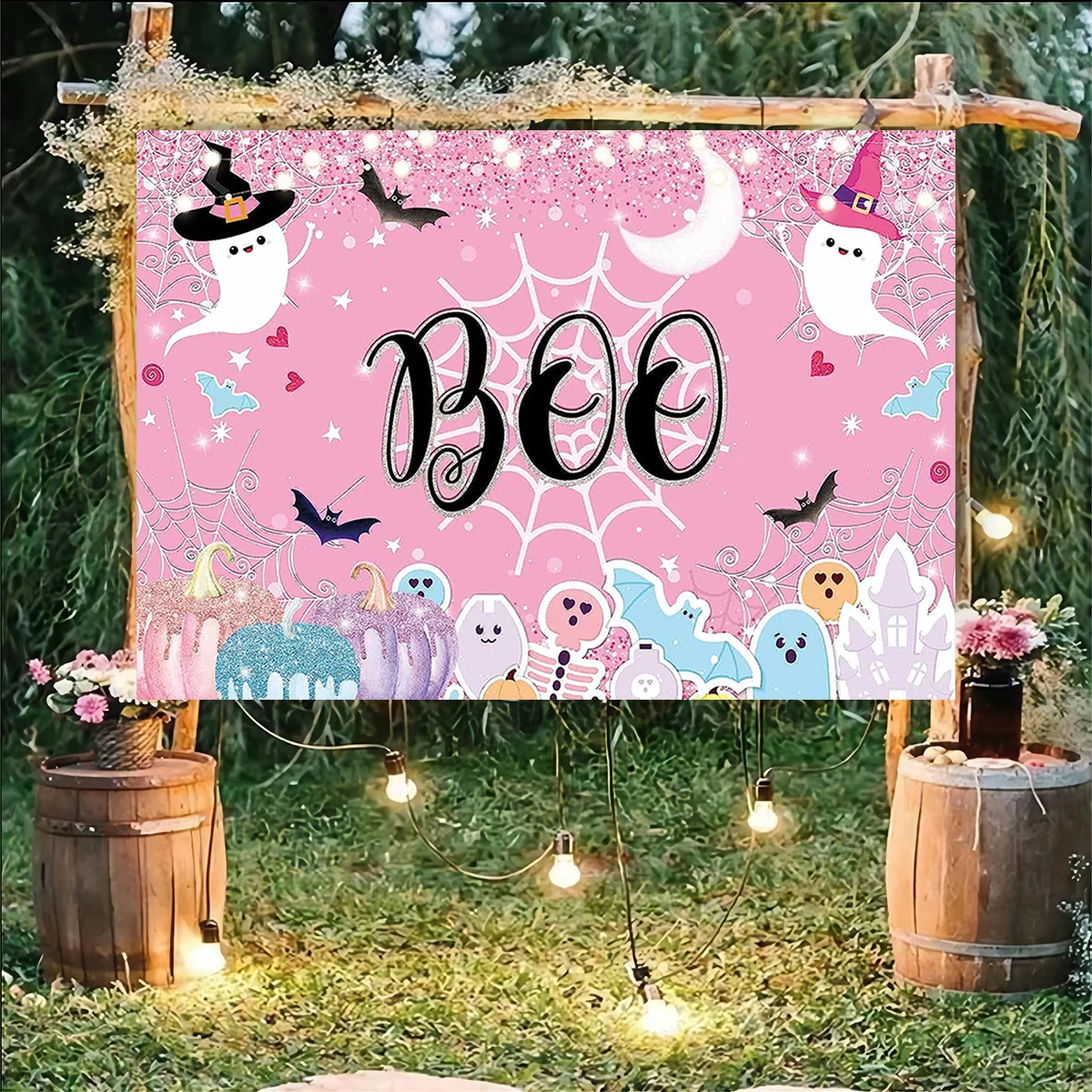 

10x6ft Happy Booday Halloween Backdrop Kids Girl Pink Dress Up Party Background Scary Birthday Castle Pumpkin Decoration Banner