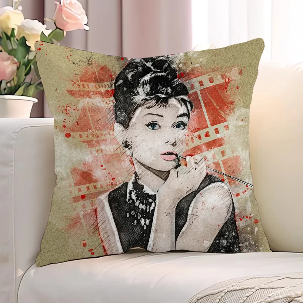 A-Audrey HepburnS Cushions Cover 45*45 Decorative Pillows for Sofa Cushion Covers 45x45 Lounge Chairs Short Plush Pillow Hugs