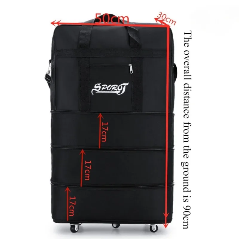 Folding Expandable Travel Bag Waterproof Oxford Large Capacity Men Suitcase Bag Women Travel Luggage Bag With Wheels