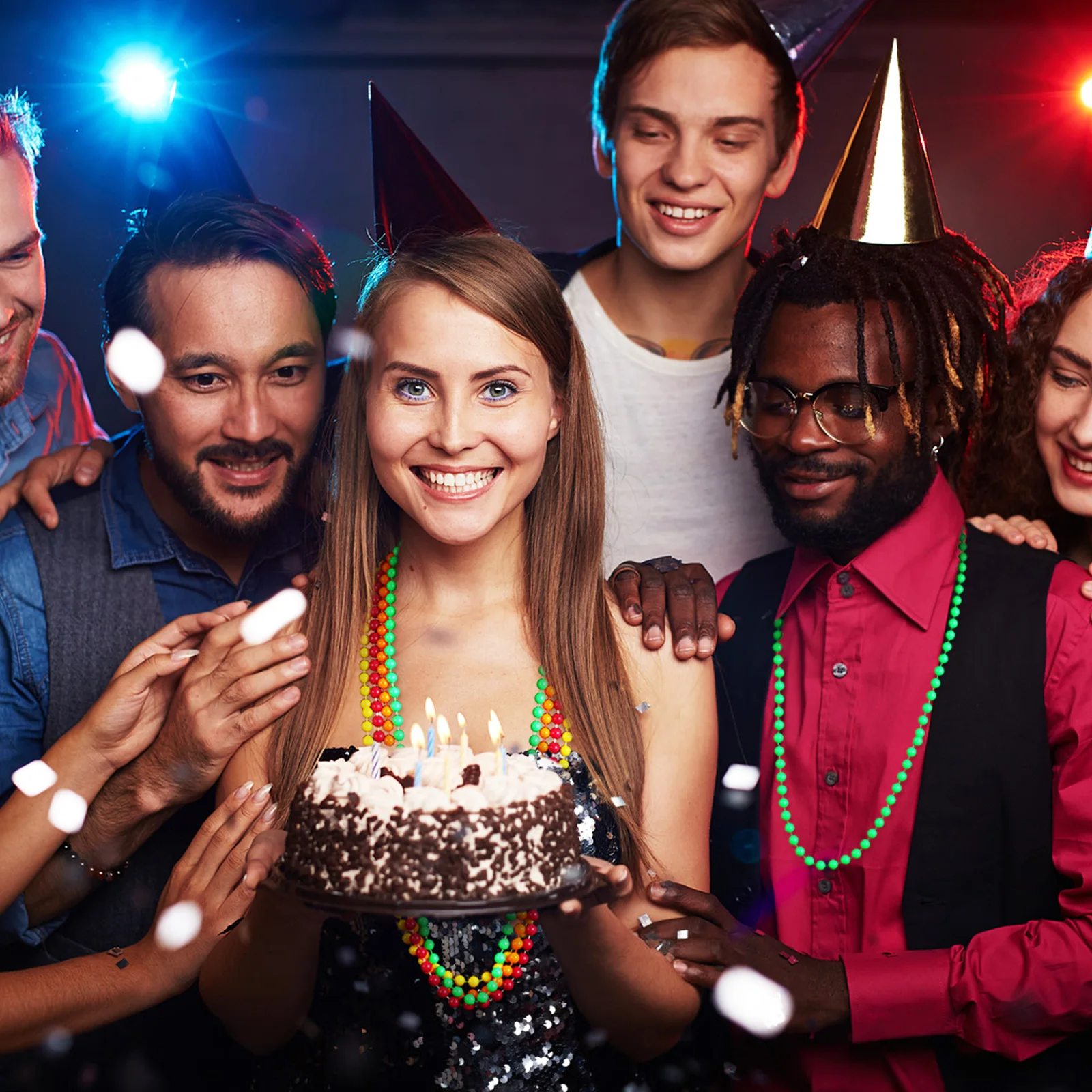 

48Pcs Retro Bead Necklaces Neon Fluorescent Party Beads for Women Glow Dance Disco Carnival Accessories Neon Beads