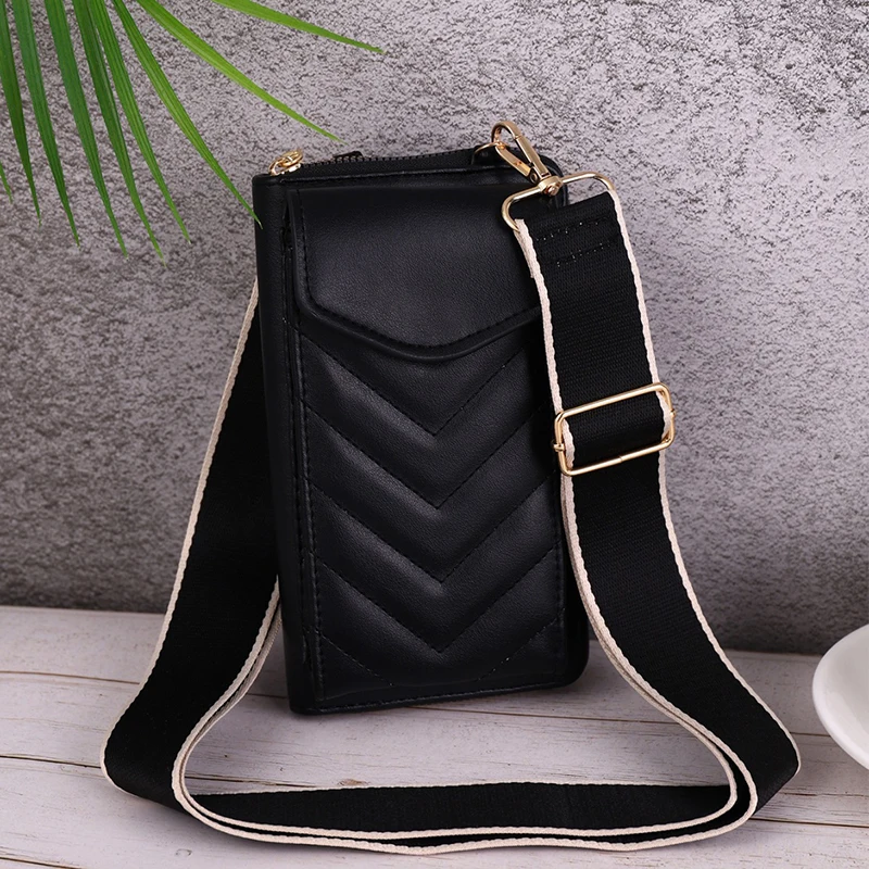 New V-shaped Mobile Phone Bag Multi-functional Fashion Crossbody Bag Large Capacity Solid Color Versatile Women\'s Shoulder Bag