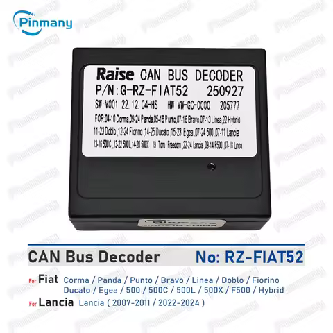 Car CAN Bus Decoder RAISE RZ-FIAT52 for Fiat Corma Panda Punto Bravo Linea Doblo Fiorino Ducato Egea 500 500X F500 Hybrid Lancia