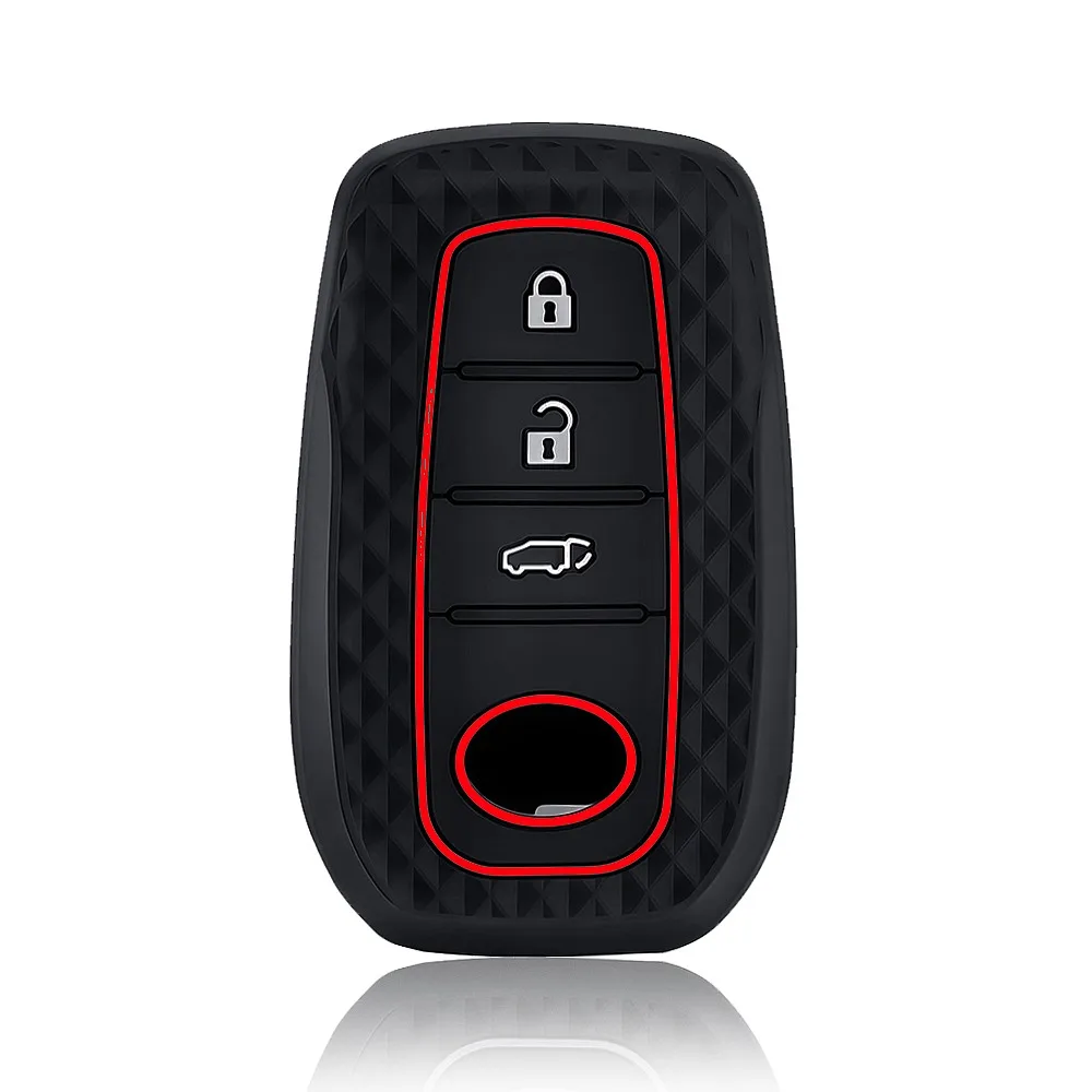Silicone Car Key Case Cover Chain For Toyota Corolla Hatchback Cross Yaris Cross Prius Hilux Land Cruiser LC200 LC250 LC300