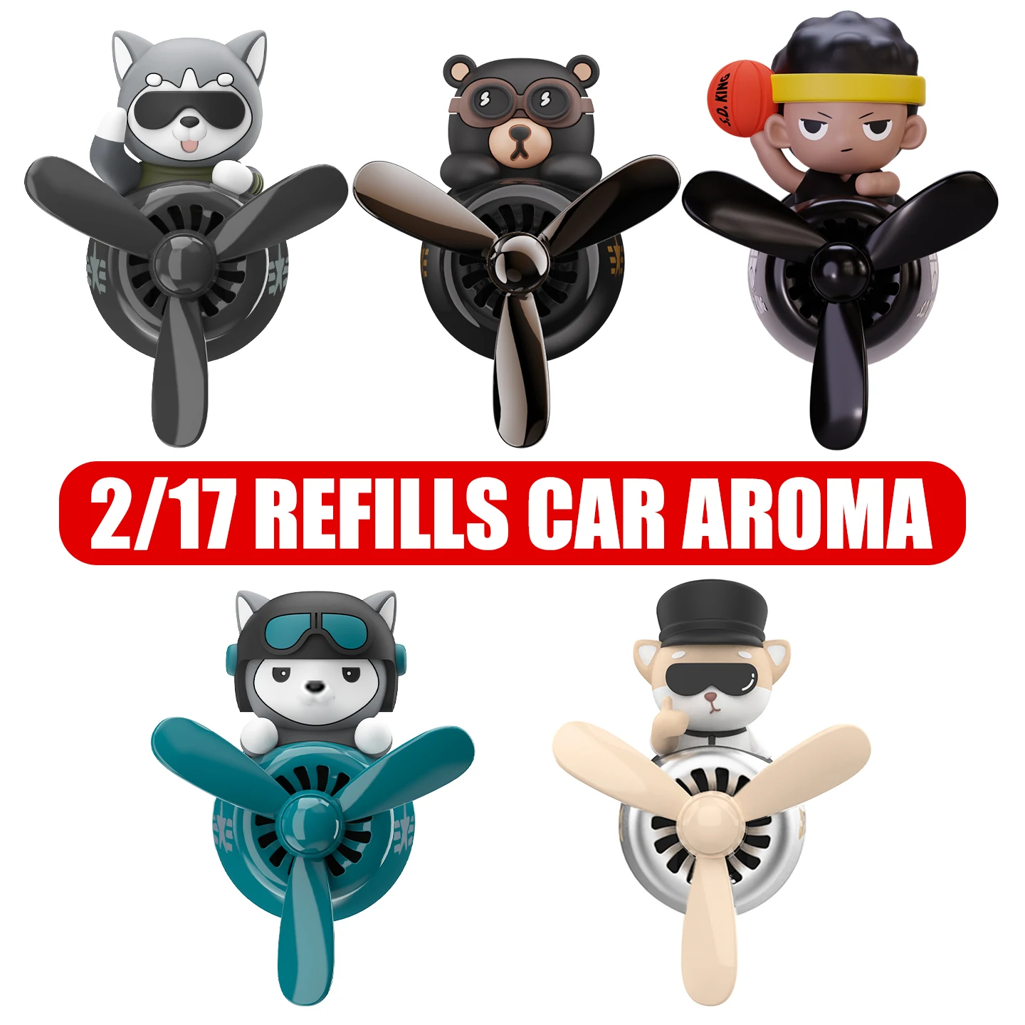 2/17 Refills Pilot Car Air Fresheners Vent Rotate Plane Decoration Ornament Interior Accessories Perfume Fragrance Diffuser Cool
