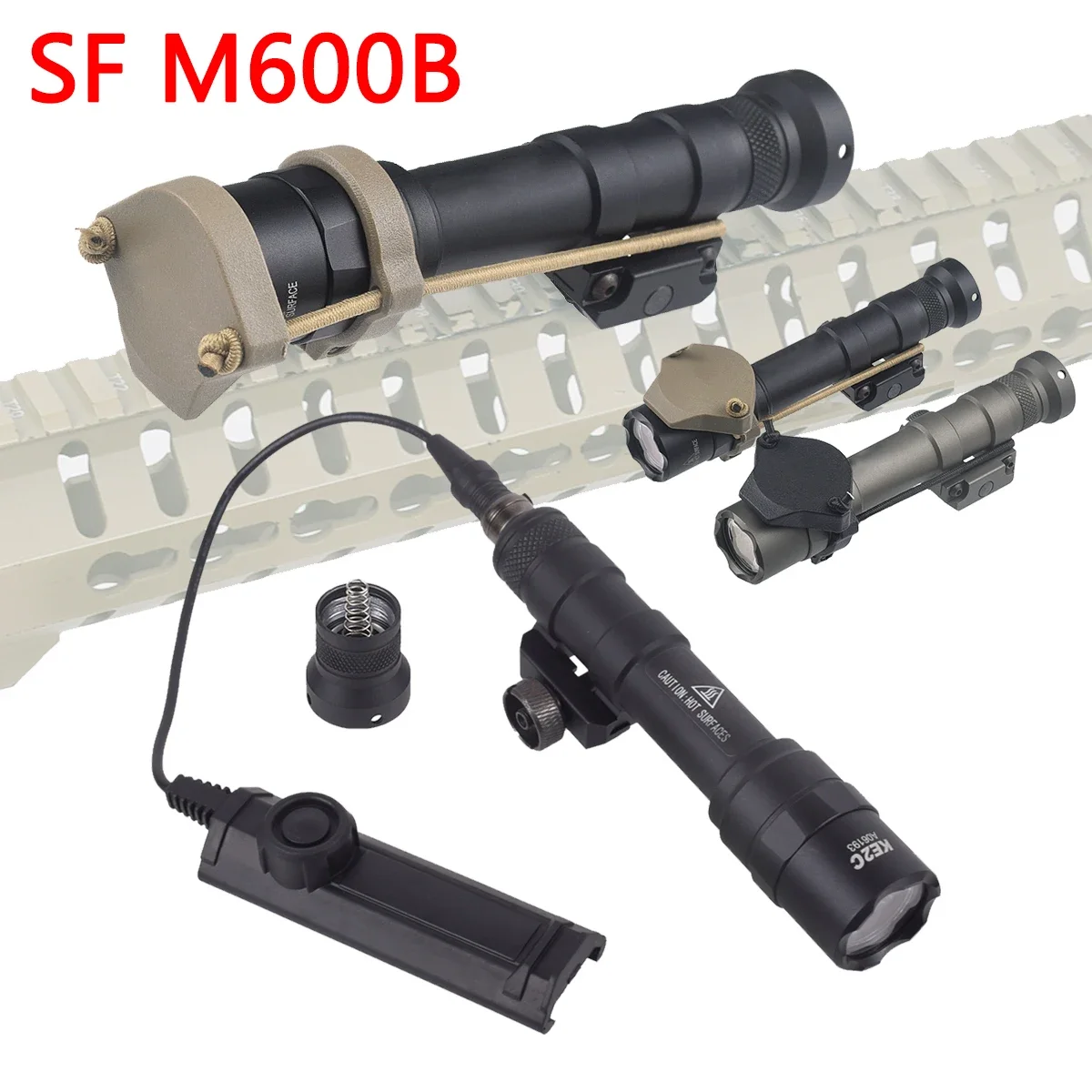 

600LM SF M600B LED Flashlight M600 Series Scout Torch 20MM Rail Air MLOK KEYMOD Side Mount With M600 Lens Cap Weapon Gun Light