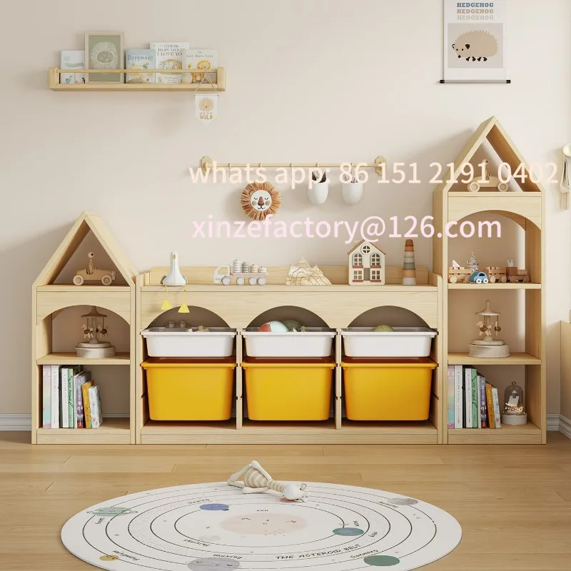 Armadietto portaoggetti per giocattoli in legno massello per bambini personalizzabile, armadietto multifunzione per classificazione e smistamento multistrato