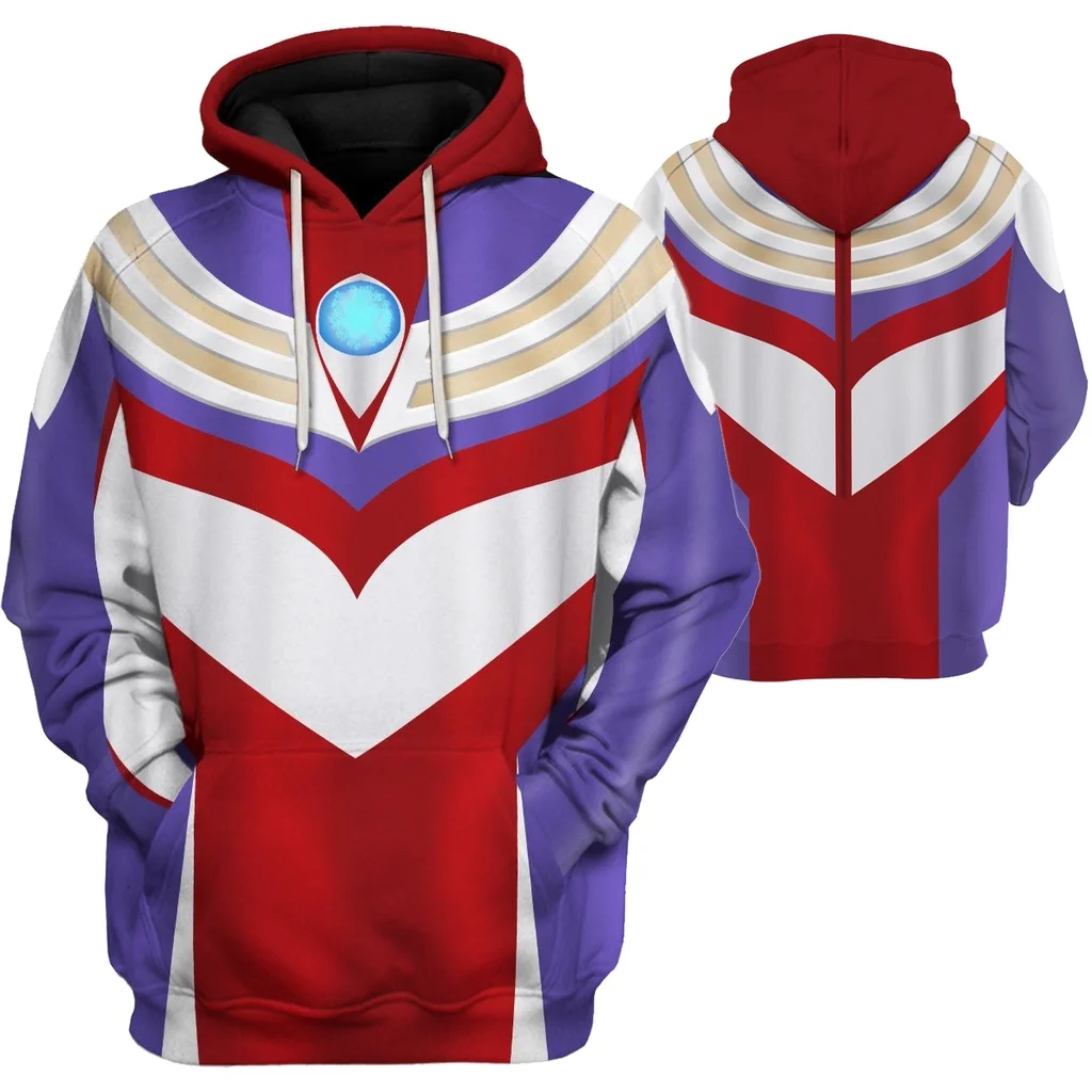 Ultraman Tiga Zipper Hoodies Man Women Kid Suit 3D Print Cosplay Japanese Anime Costume pullover