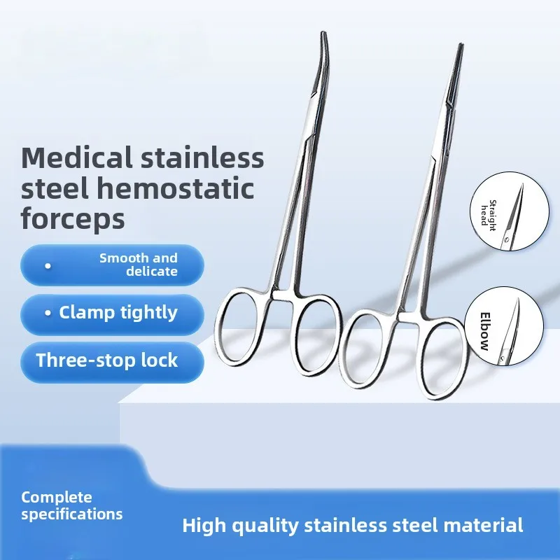 Hemostatic forceps, medical stainless steel surgical forceps, curved straight vascular forceps, sponge , surgical