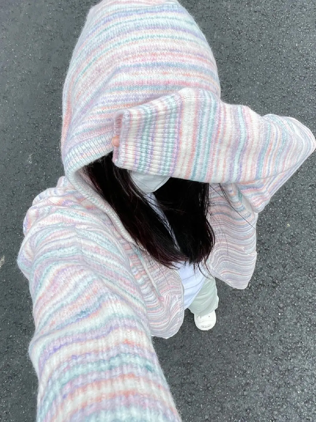 Colorful Striped Hooded Sweaters for Women Soft Warm Spring Autumn Versatile Knitted Cardigans Female Casual Outwear Coat