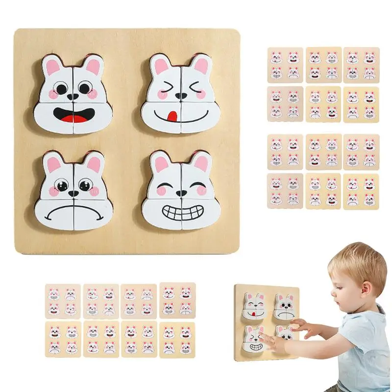 Bunny Wooden Puzzle Educational Bunny Shape Matching Toys Portable Early Education Toys Cute Puzzle Board For Fine Motor Skills