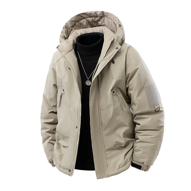 2025 Man Jacket Simple Solid Color Long Sleeve Zipper Men Hooded Coat Waterproof Windproof Loose Versatile Daily Male Outerwear