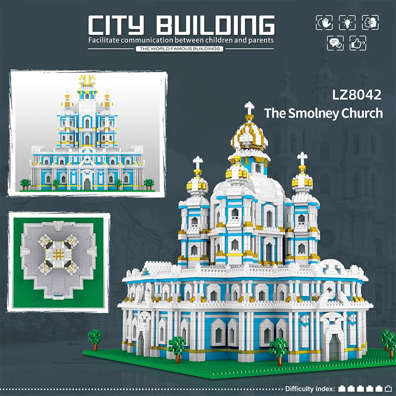 3737PCS Smolny Church Model Building Blocks World Famous Attractions Architectural Street View Bricks Kids DIY Toys Holiday Gift