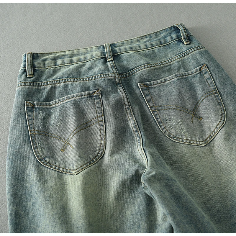 Men's Summer Fashion Washed Textiles Vintage Denim Shorts All-match Straight Pants