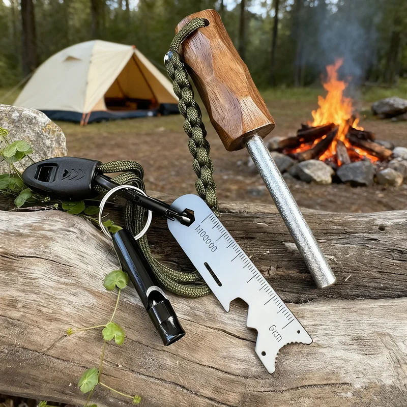 

Outdoor Solid Wood Handle Ignition Stick with Magnesium Scraper Wilderness Survival Camping Ignition Stone Cigarette accessories
