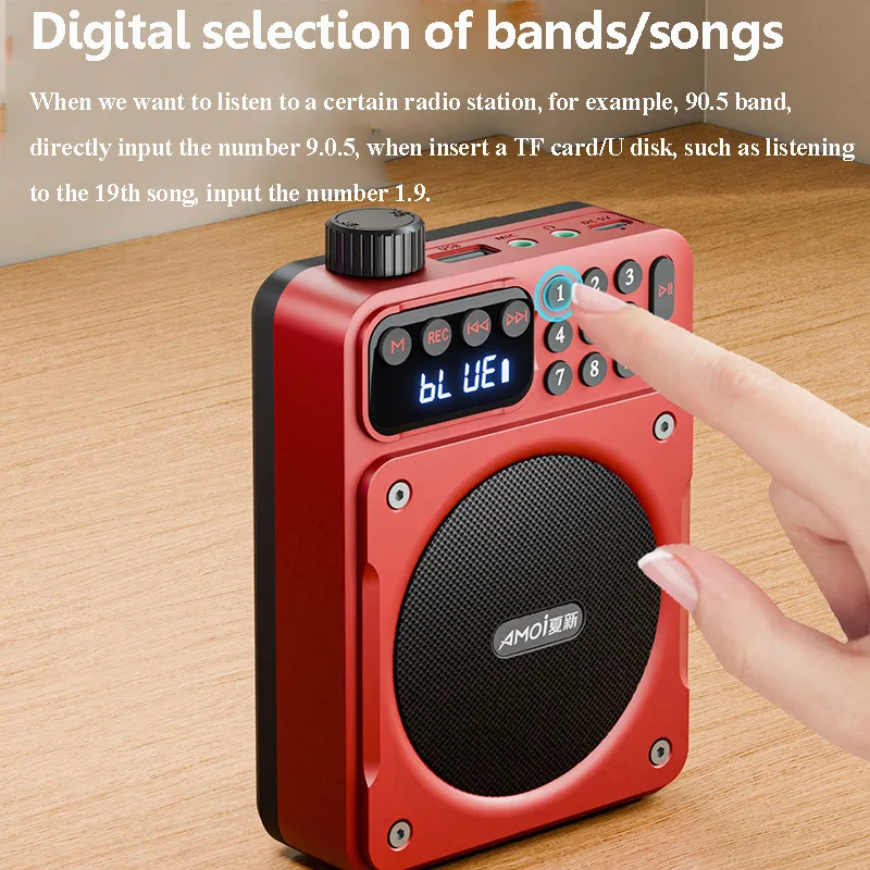 Mini Radio FM Digital con pantalla HD, radios de 76-108mhz, altavoz inalámbrico Bluetooth 5,3, amplificador de voz portátil con ranura USB para tarjeta TF