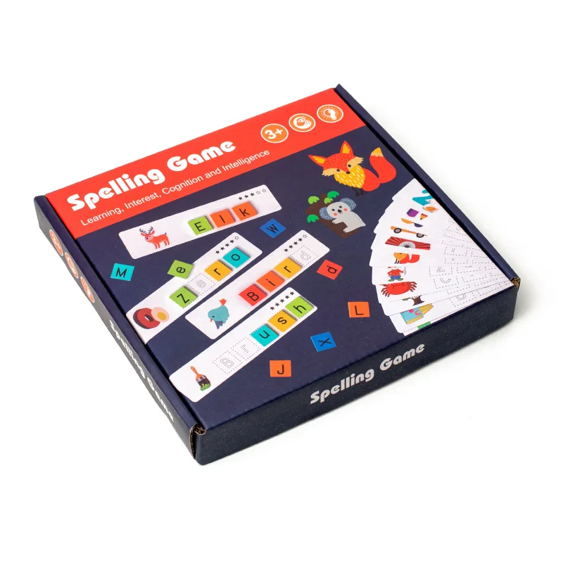 Puzzle de mots en bois pour enfants, jouets tridimensionnels, éducation précoce, lettres, blocs de construction cognitifs