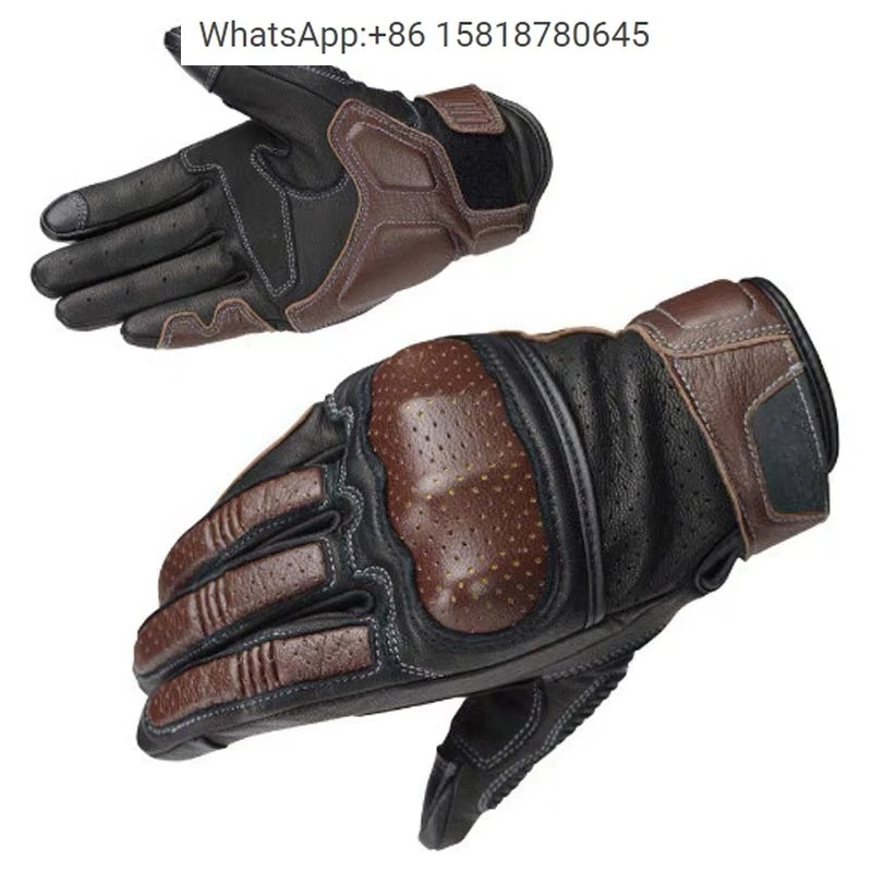 Knight riding gloves, motorcycle men's four seasons sheepskin motorcycle racing gloves, riding protective shell gloves