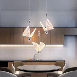 Modern Pendant Lights Butterfly Led Chandelier Ceiling Lamp Bedside Living Dining Room Kitchen Island Decor Hanging Fixture