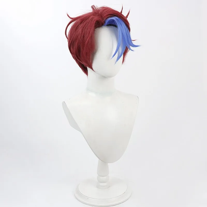Ensemble Stars Nice Guy Cosplay Wig Highlight Short Hair Heat-resistant Synthetic Fiber with Rose Net Cap Halloween Cosplay Wig