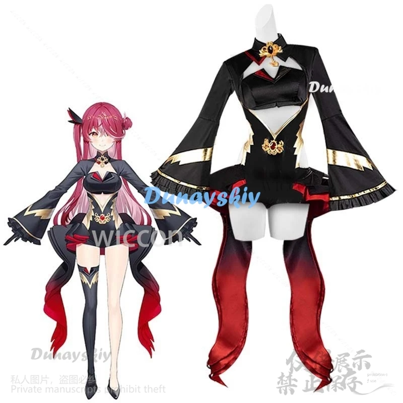 Anime Virtual Youtuber Houshou Marine Cosplay Party Uniform Lolita Hallowen Play Role Clothes Wigs For Girls Customized