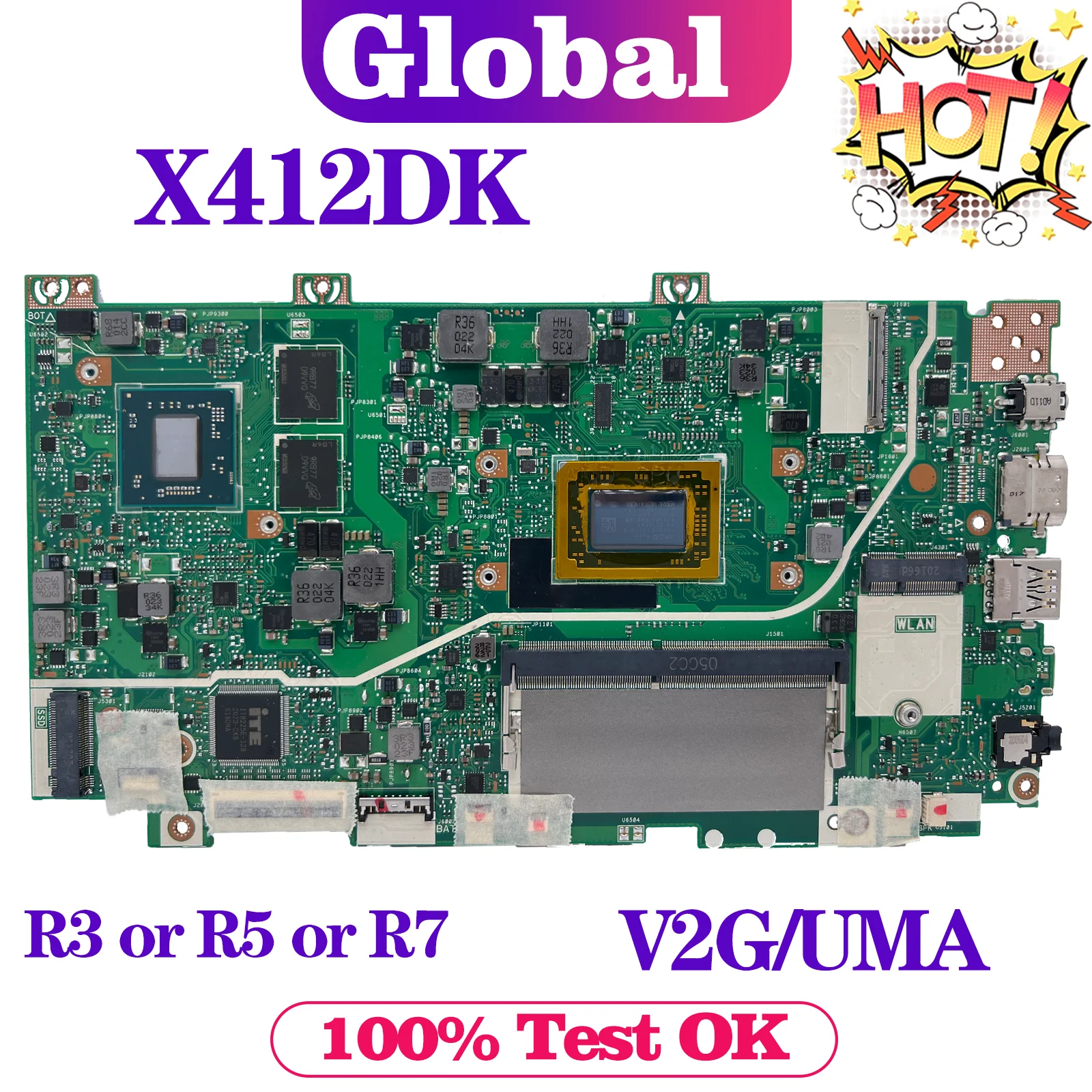 

KEFU Mainboard X412DK R412DA F412DA A412DA A412DK F412DK X412DA Laptop Motherboard R3 R5 R7 4GB/RAM V2G/UMA Notebook MAIN BOARD