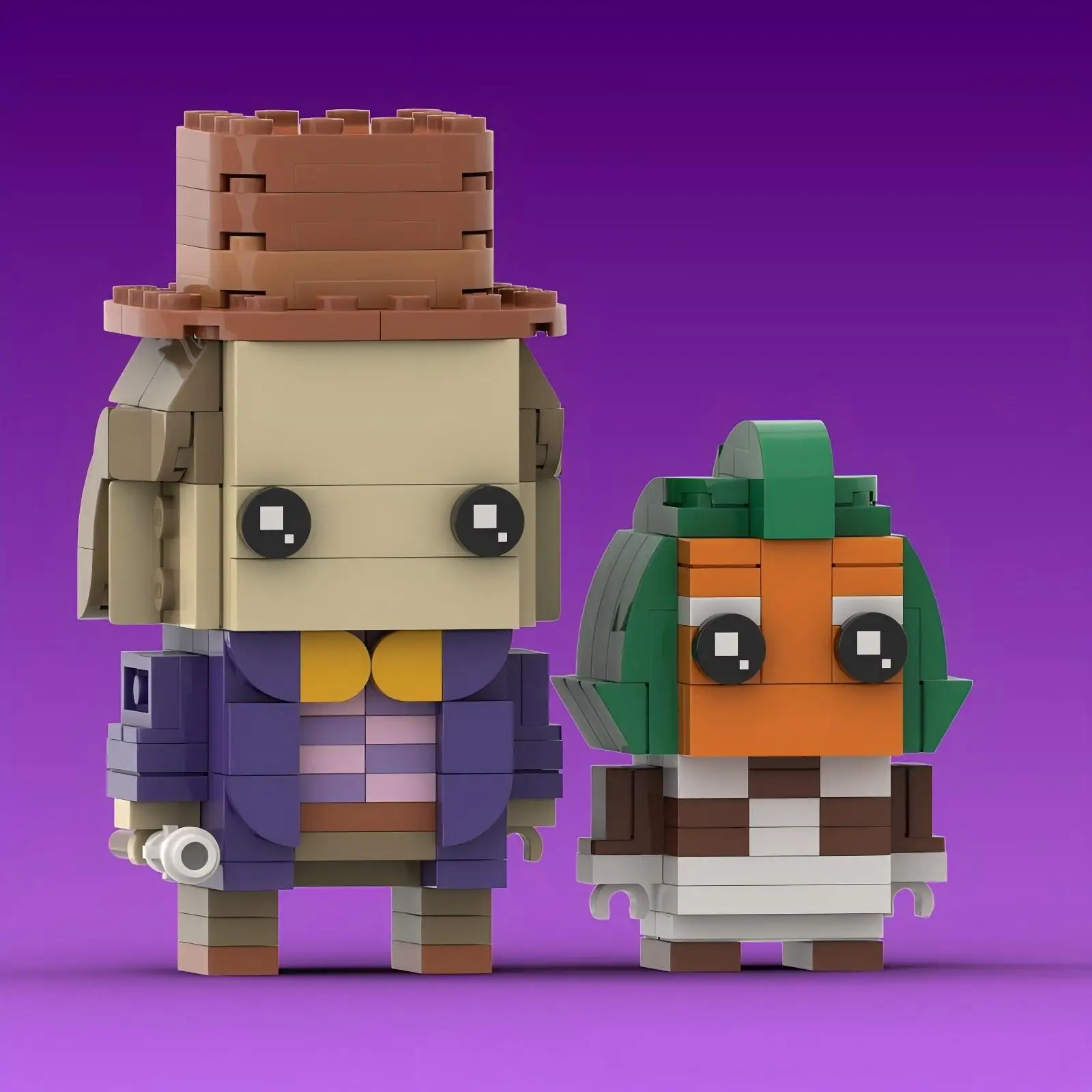 Bloques de construcción de la serie de películas clásicas MOC Charlie Chocolate BrickHeadz Willy Wonka muñeca de dibujos animados modelo DIY niños juguetes de montaje regalo