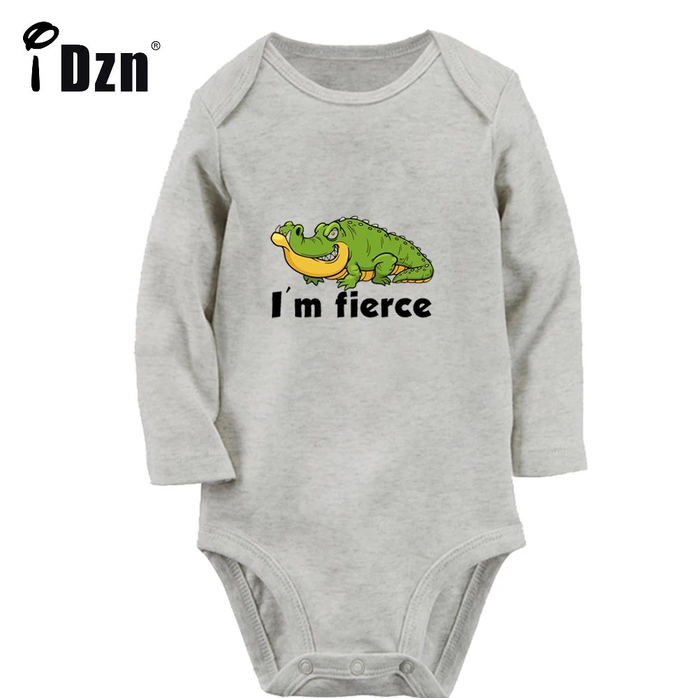 

I'm Fierce Baby Boys Fun Animal Rompers Baby Girls Cute Little Crocodile Bodysuit Infant Long Sleeves Jumpsuit Newborn Clothes