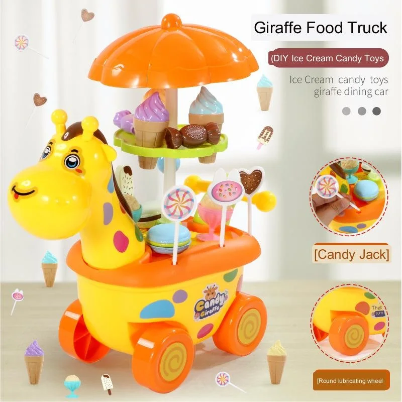 

Giraffe Play House Puzzle Ice Cream Really Car Simulation Mini Candy Ice-cream Cart Toys For Boys And Girls Set