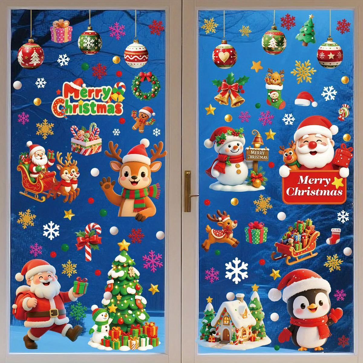 9 Stück Frohe Weihnachten Fensteraufkleber Weihnachtsmann Thema Home Decor 2026 Weihnachtsfeierzubehör Weihnachtsgeschenk Dekorationen