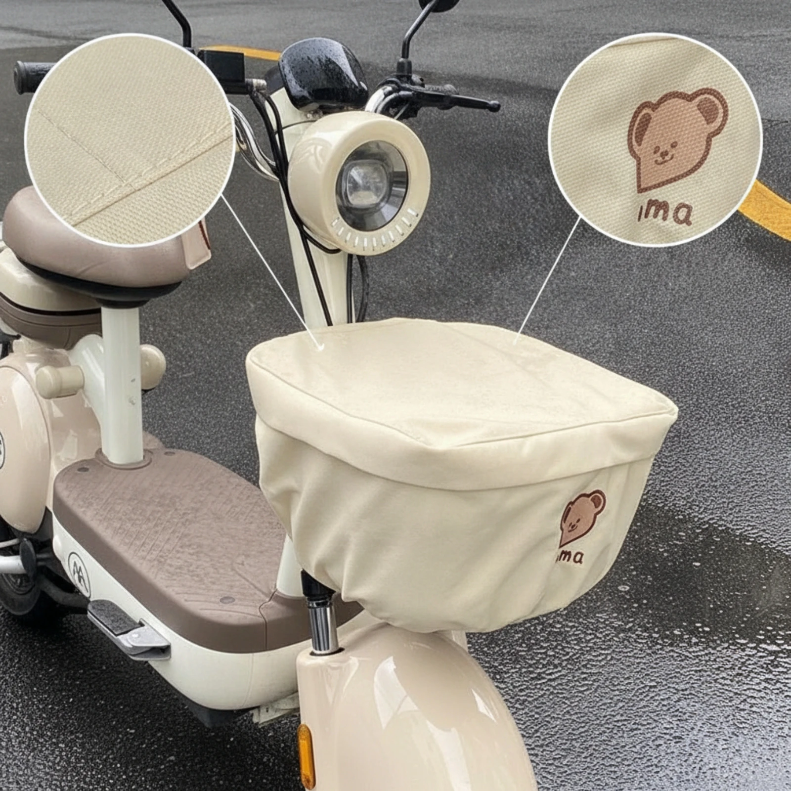 Electric Bike Basket Cover Secure Scooter Basket Cover Long-Lasting Low-Profile for Commuters, Daily Riding, Outdoor Storage