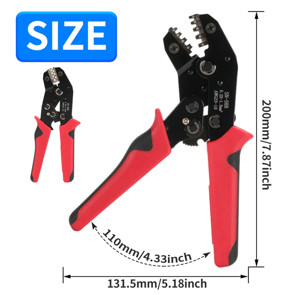 أداة العقص السقاطة SN-58B كماشة العقص XH2.54/DuPont2.54/2.8/4.8/6.3/محطات غير معزولة/الحديد 0.5-1.5 مللي متر 2/ AWG23-16 #4