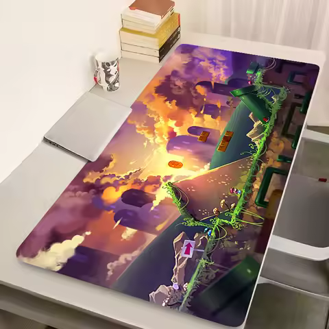 Sunset Landscape Mouse Pad Laptop Green Plant Keyboard Rug Anime Super Cool M-marios Mousepad PC Gaming Gamer Cabinet Desk Mat