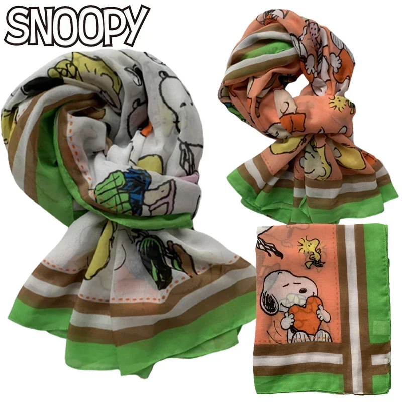 

Шейный платок Snoopy, аниме шарф для женщин, шелковые женские шарфы для волос, мультяшная мода, женская зимняя теплая шаль, шарфы, подарки