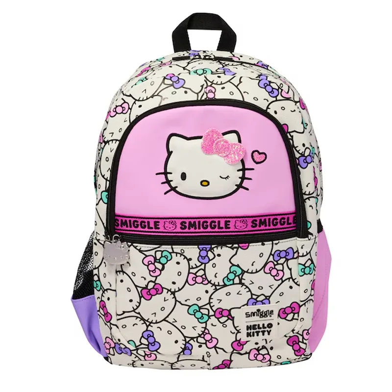 New Smiggle Hello Kitty Medium Backpack For Elementary School Students Portable Ultralight Backpack For Kids Outdoor Leisure Bag