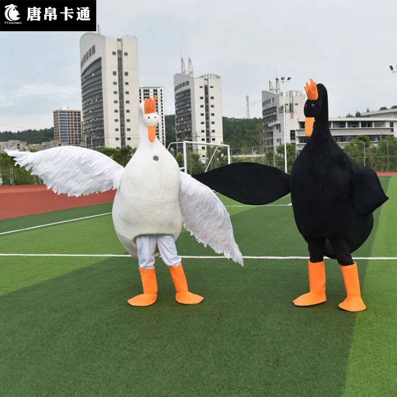 Goose Mascot Costume White Black Bird Mascot Costume Adult Character Cosplay Ceremony Suits Halloween Carnival Dress