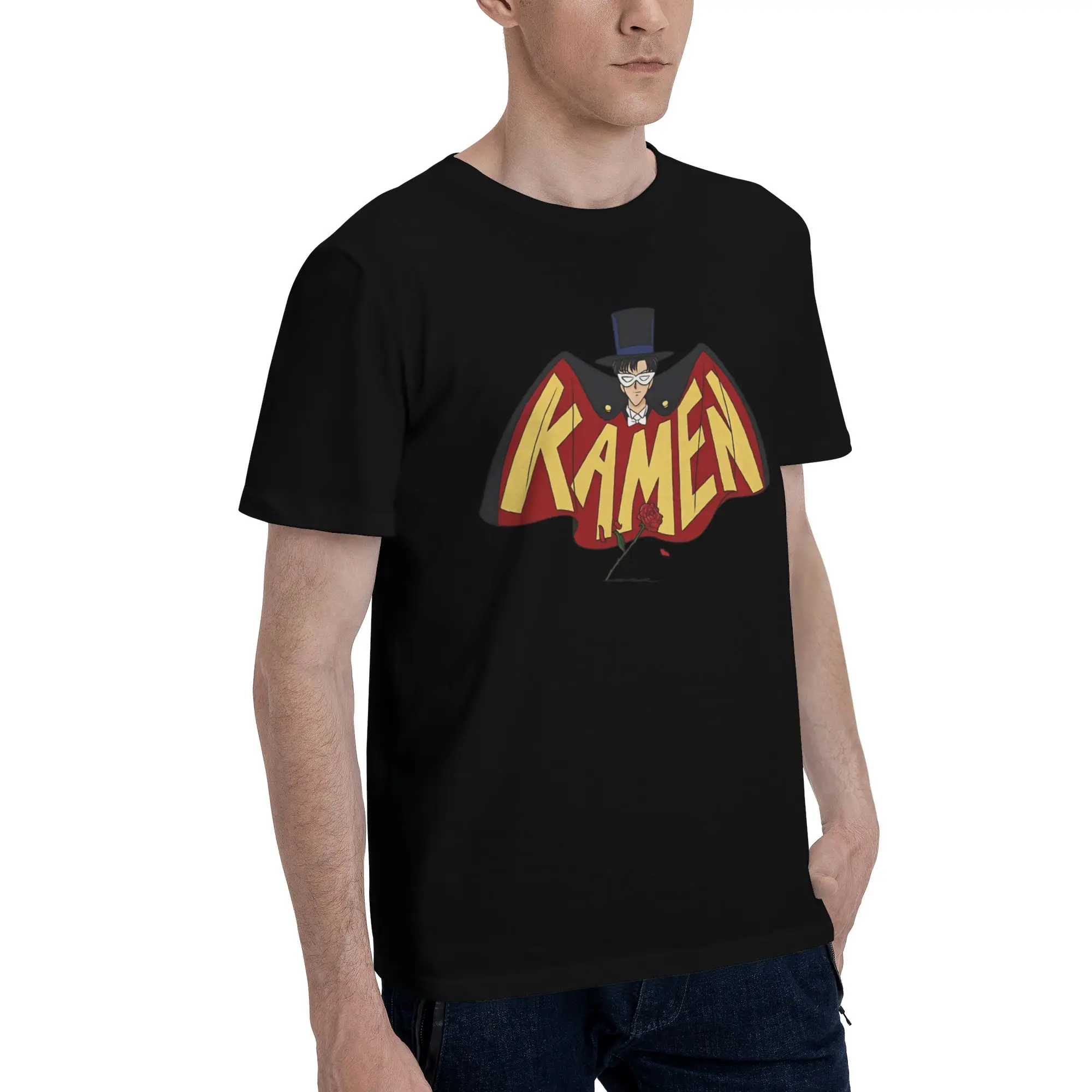 Retro Tuxedo Kamen Logo  Funny 100% Cotton T-Shirt Bandai Sailor Moon Tees Tops For Men