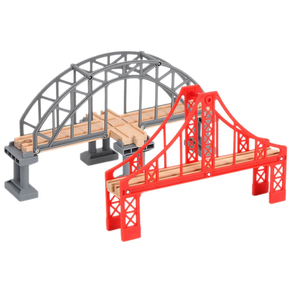 Accesorio de tren DIY, modelo de puente, juguete, diseño de escena de imitación, plástico, 2 uds.